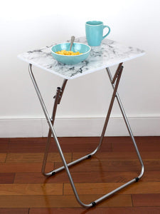 Marble Multi-Purpose Foldable Table, Grey/White
