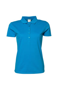 Tee Jays Womens/Ladies Luxury Stretch Short Sleeve Polo Shirt (Azure Blue)