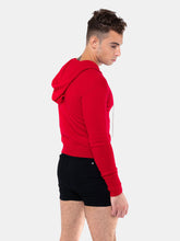 Load image into Gallery viewer, Wool Cropped Hoodie With Rhinestone Drawstring