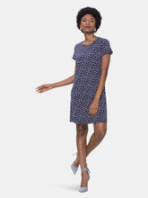 Load image into Gallery viewer, T-shirt  Shift Dress in Twilight Dot Serenity Blue