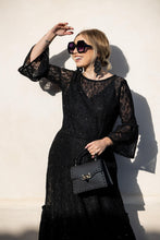 Load image into Gallery viewer, Black Sequin Lace Ruffle Dress