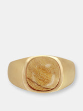 Load image into Gallery viewer, Wood Jasper Iconic Stone Signet Ring in 14K Yellow Gold Plated Sterling Silver