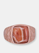 Load image into Gallery viewer, Red Lace Agate Stone Signet Ring in 14K Rose Gold Plated Sterling Silver