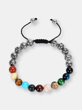 Load image into Gallery viewer, Solar System Bracelet 8mm Stones with Gunmetal Lava and Shocker Tie Cord