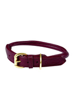 Load image into Gallery viewer, Weatherbeeta Rolled Leather Dog Collar (Maroon) (XL)