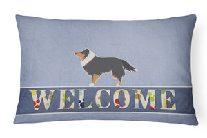 12 in x 16 in  Outdoor Throw Pillow Sheltie/Shetland Sheepdog Welcome Canvas Fabric Decorative Pillow