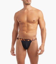 Load image into Gallery viewer, Sliq Micro Y-Back Thong - Black Beauty With Tortoise Waistband