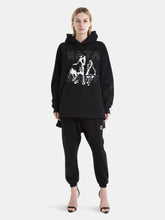 Load image into Gallery viewer, Bi-Level Hoodie with Freedom Horses in Black