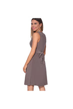 Load image into Gallery viewer, Womens/Ladies Knot Front Self Tie V Neck Dress - Mocha