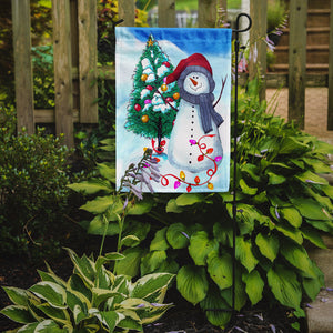 11 x 15 1/2 in. Polyester Trimming the Tree Snowman Garden Flag 2-Sided 2-Ply