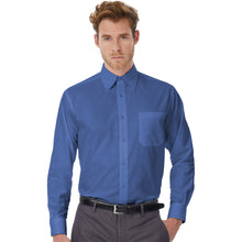 Load image into Gallery viewer, B&amp;C Mens Oxford Long Sleeve Shirt / Mens Shirts (Blue Chip)