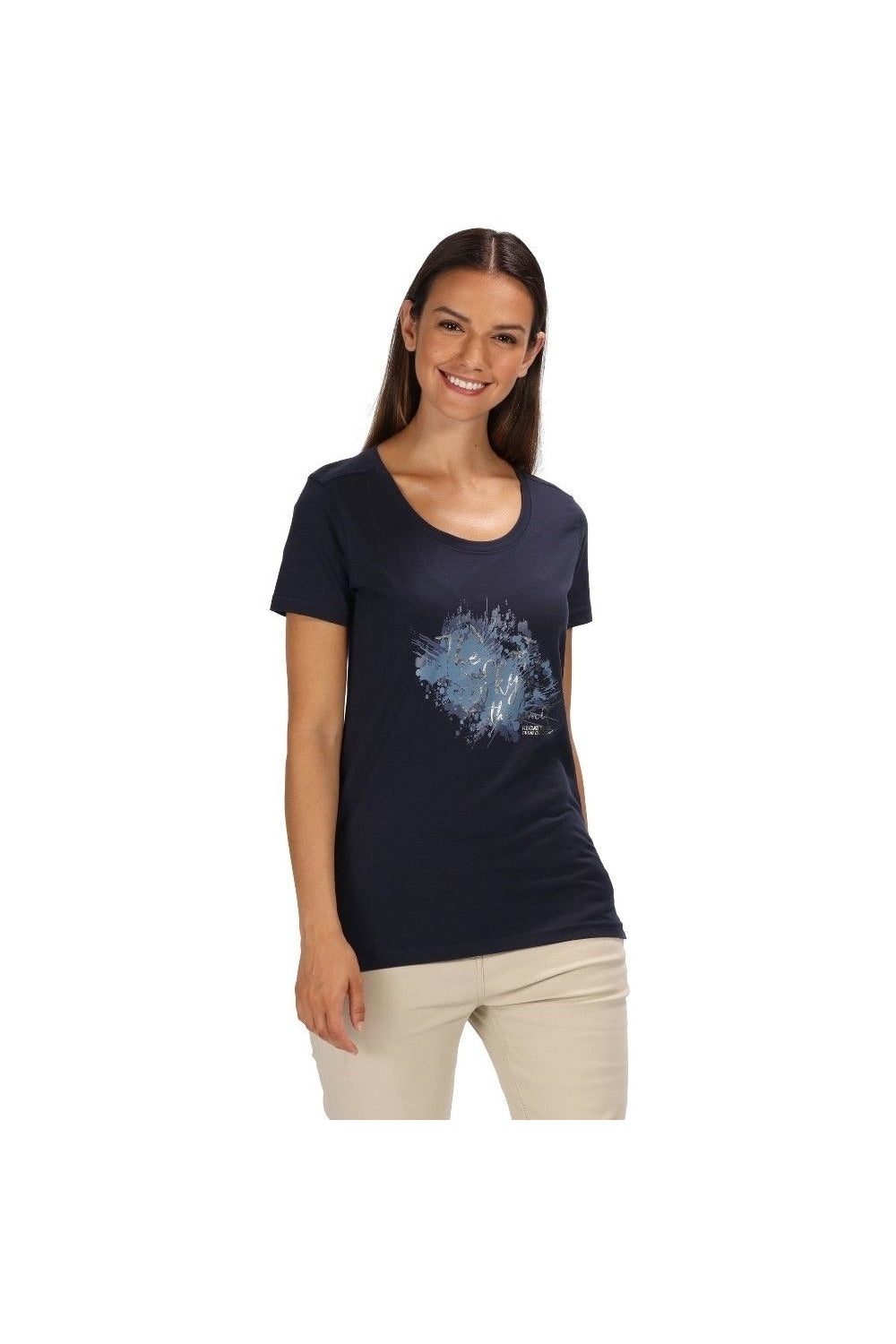 Womens/Ladies Filandra III Graphic T-Shirt - Navy/Silver