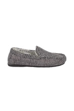 Load image into Gallery viewer, Mens Checked Textile Slippers - Gray