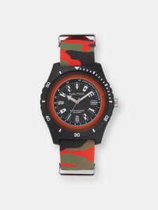 Nautica Watch NAPSRF008 Surfside, Analog, Water Resistant, Deep Water Indicator, Calendar, Signal Flag Indexes, Camo Silicone Strap, Black