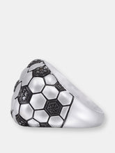 Load image into Gallery viewer, Kick &amp; Goal Soccer Black Rhodium Plated Sterling Silver Black Diamond Head Ring