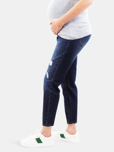 27" Skinny Medium Wash Distressed Maternity Jean