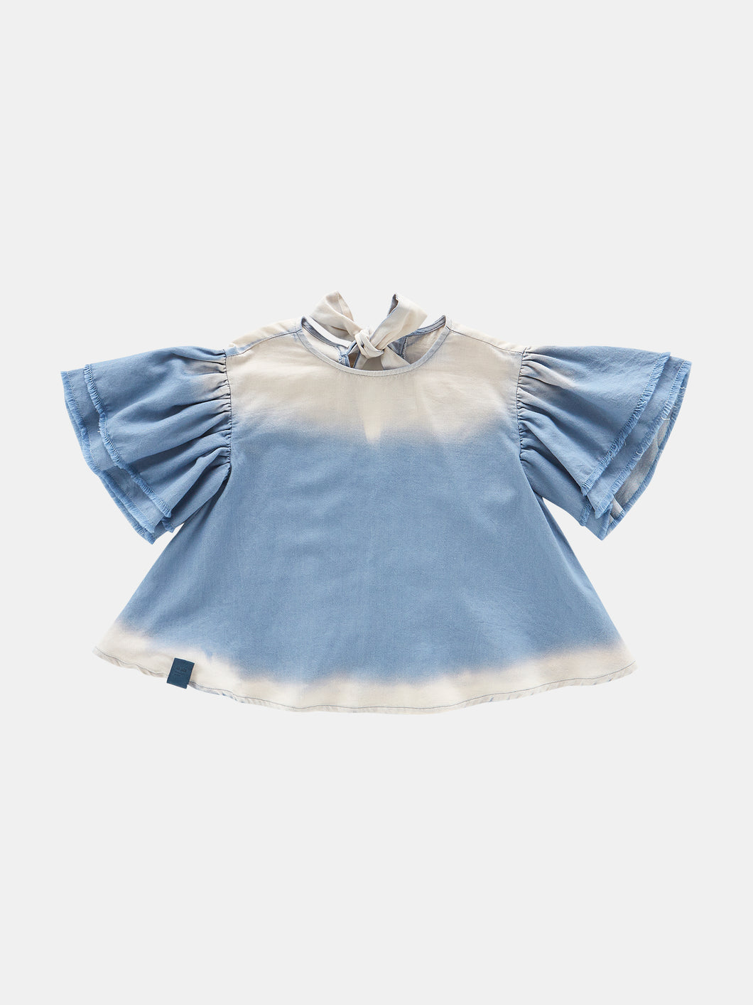 Girls Distressed Chambray Flared Top