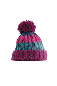 Beechfield Junior Corkscrew Pom Pom Beanie (Winter Berries)