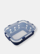 Load image into Gallery viewer, Michael Graves Design Rectangle Large 35 Ounce High Borosilicate Glass Food Storage Container with Plastic Lid, Indigo
