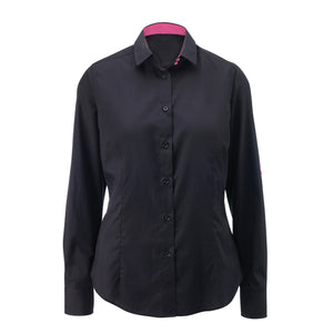 Alexandra Womens/Ladies Roll Sleeve Hospitality Work Shirt (Black/ Pink)
