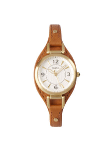 Women's ES5215 Brown Carlie Mini Quartz Stainless Steel and Eco Leather Three-Hand Watch