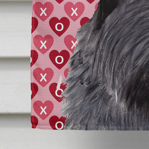 28 x 40 in. Polyester Scottish Terrier Hearts and Love Flag Canvas House Size 2-Sided Heavyweight