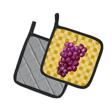 Load image into Gallery viewer, Grapes on Basketweave Pair of Pot Holders