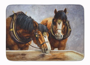 19 in x 27 in Horses Taking a Drink of Water Machine Washable Memory Foam Mat