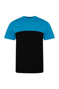 Awdis Unisex Adult Colour Block T-Shirt (Black/Azure)