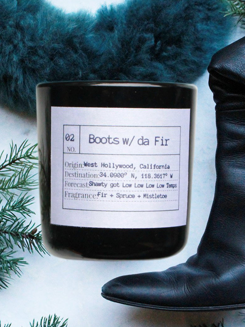 Boots w/ da fir Soy Candle, Slow Burn Candle