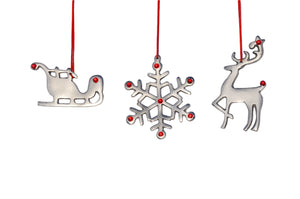 Sleigh Christmas Tree Ornament Decorations Set of 4
