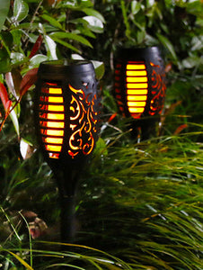 6 Pks Tiki Dancing Flame Solar Led Pathway Garden Yard Home Light - Warm Light