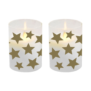 Battery Operated Glass LED Candles - Set of 2