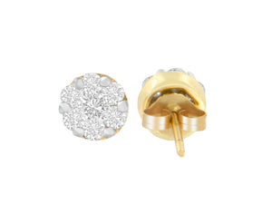 14K Yellow Gold 3/4 cttw Round Cut Diamond Stud Earring