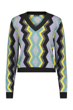 Load image into Gallery viewer, Cotton/Cashmere Chevron V Neck Pullover