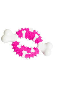 Ancol Bone Teether (White/Pink) (One Size)