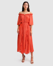 Load image into Gallery viewer, Amour Amour Ruffled Midi Dress - Red