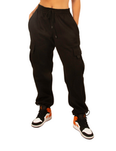 Load image into Gallery viewer, Black Cargo Sweatpants