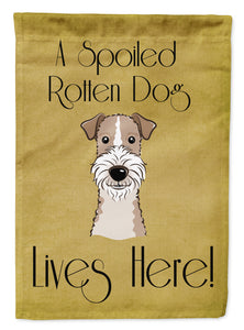 Wire Haired Fox Terrier Spoiled Dog Lives Here Garden Flag 2-Sided 2-Ply