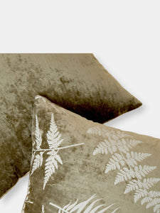 Belinda Sage Green Leafy Patterned Velveteen Pillow Cover Set of 2