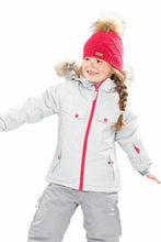 Load image into Gallery viewer, Girls Denia Touch Fastening Hooded Ski Jacket (Platinum Print)