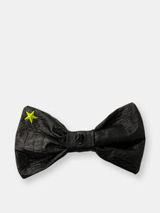 Black Leather Studded Bow