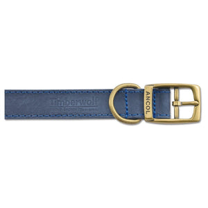 Ancol Timberwolf Leather Pet Collar (Blue) (11-14.1in (Size 3))