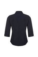 Load image into Gallery viewer, Russell Collection Ladies 3/4 Sleeve Poly-Cotton Easy Care Fitted Poplin Shirt (French Navy)