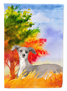 28 x 40 in. Polyester Fall Italian Greyhound Flag Canvas House Size 2-Sided Heavyweight
