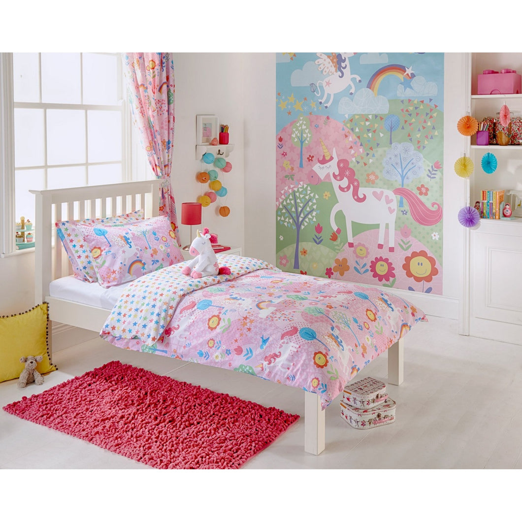 Riva Home Unicorn Childrens/Kids Duvet/Comforter Set (Pink) (Twin)