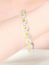 Load image into Gallery viewer, .925 Sterling Silver Yellow Cubic Zirconia Oval Link Bracelet