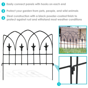 Garden Fence Decorative Steel Outdoor Lawn Edging Border 5 Panels Bayonne