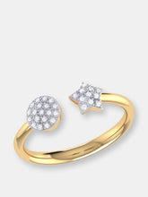 Load image into Gallery viewer, Full Moon Star Diamond Open Ring In 14K Yellow Gold Vermeil On Sterling Silver
