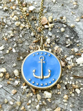 Load image into Gallery viewer, Of the Sea Anchor Enamel Medallion Necklace